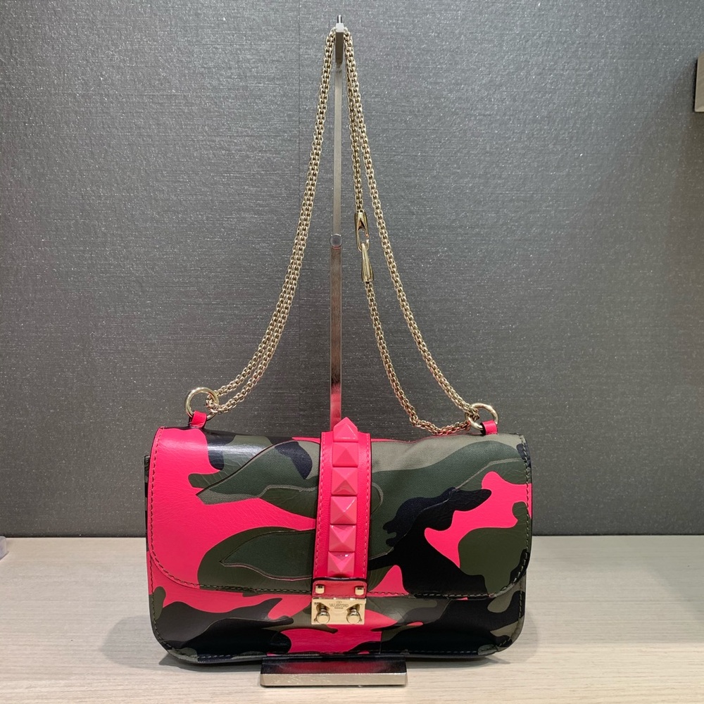 Valentino Medium Glam Lock Rockstud Camo Flap Bag
